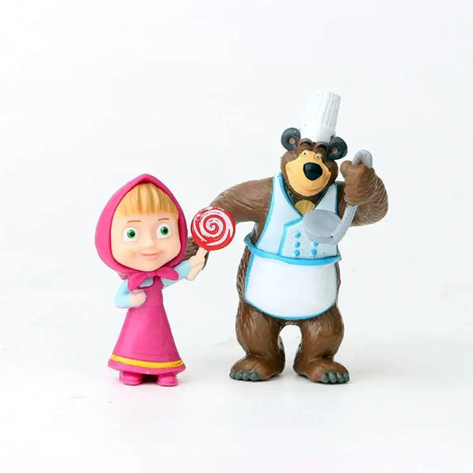 2024 NEW 10Pieces Masha and the Bear Action Figure Anime Model Cartoon Toys For Friends gifts