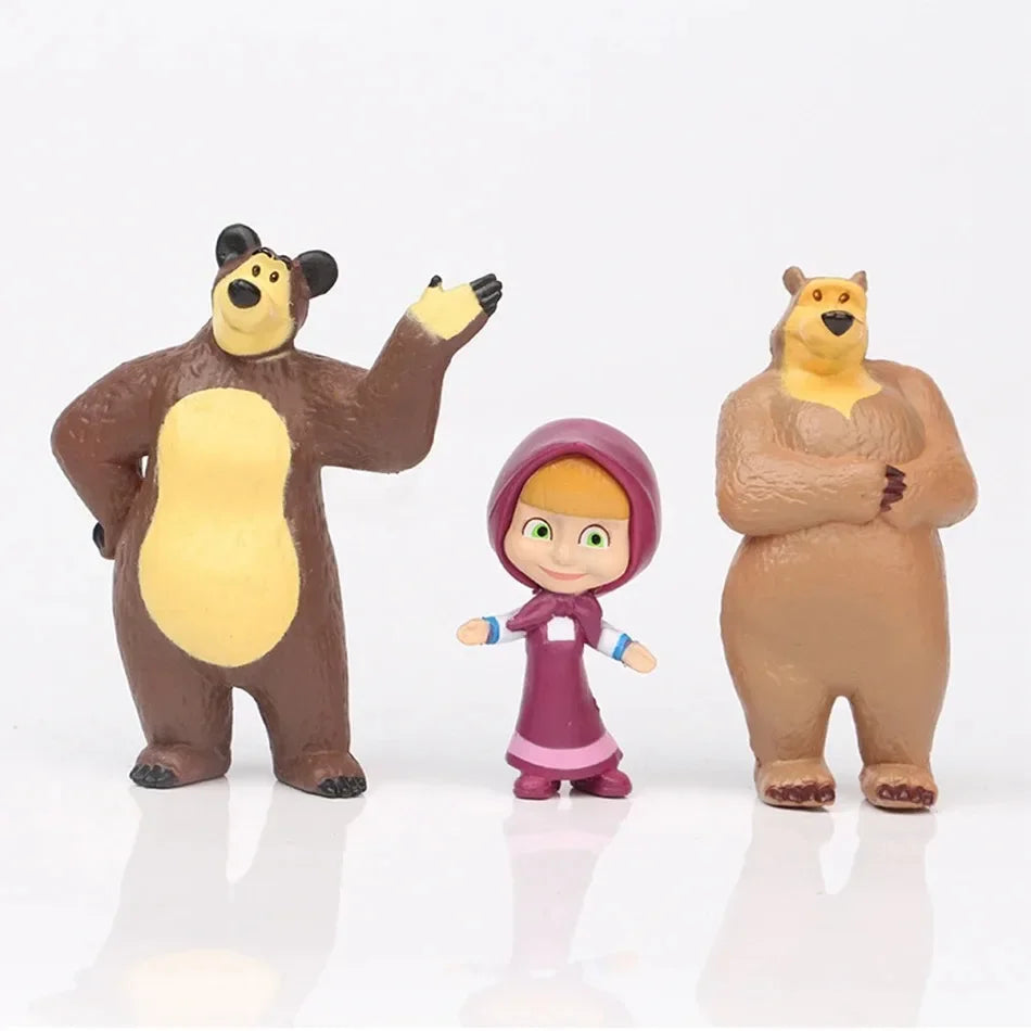 2024 NEW 10Pieces Masha and the Bear Action Figure Anime Model Cartoon Toys For Friends gifts