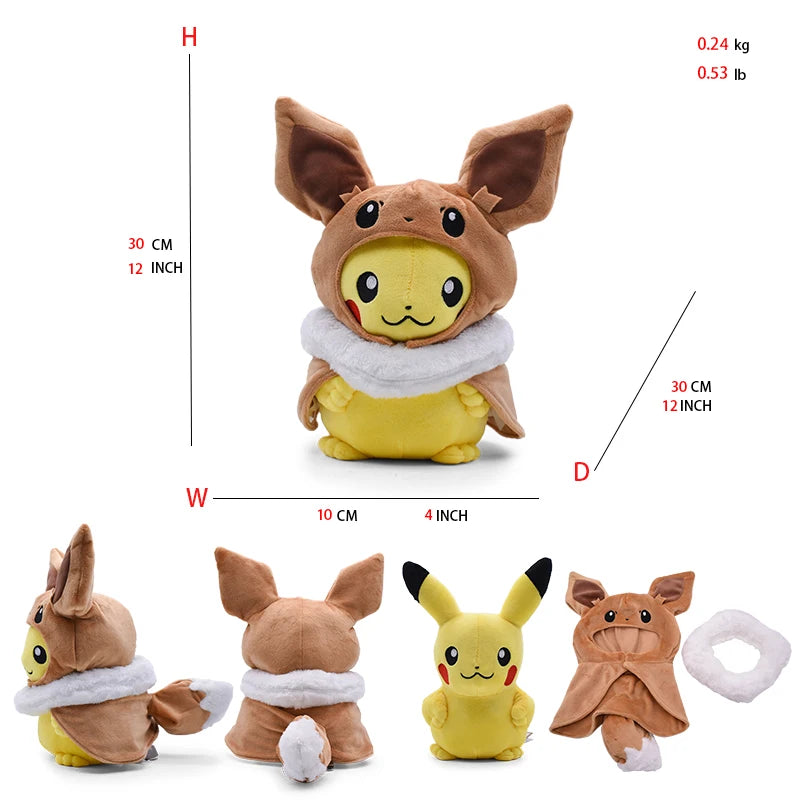 Cos Eevee Pikachu Cosplay Plush Toys Pikachu Peluche Lucario Stuffed Animal Doll Collectible Gift Cartoon Plushies Cute 20CM