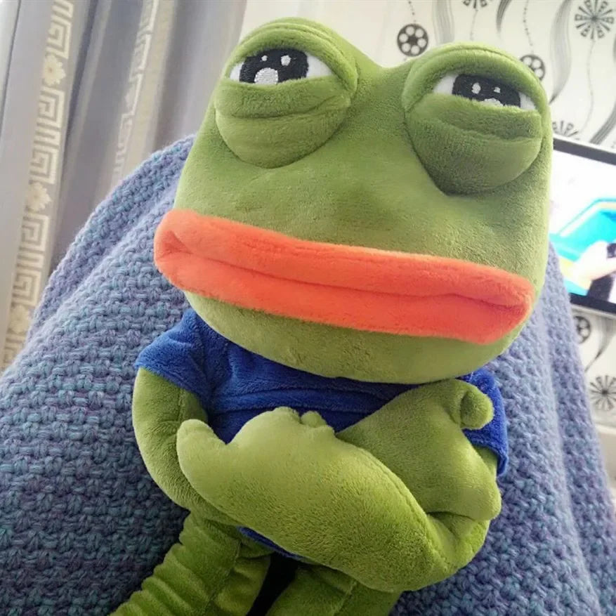 45cm Sad Frog Plush Toy Soft Stuffed Pillow Expression Pepe The Sad Frog Animal Plush Doll Birthday Boys Girls Birthday Gift